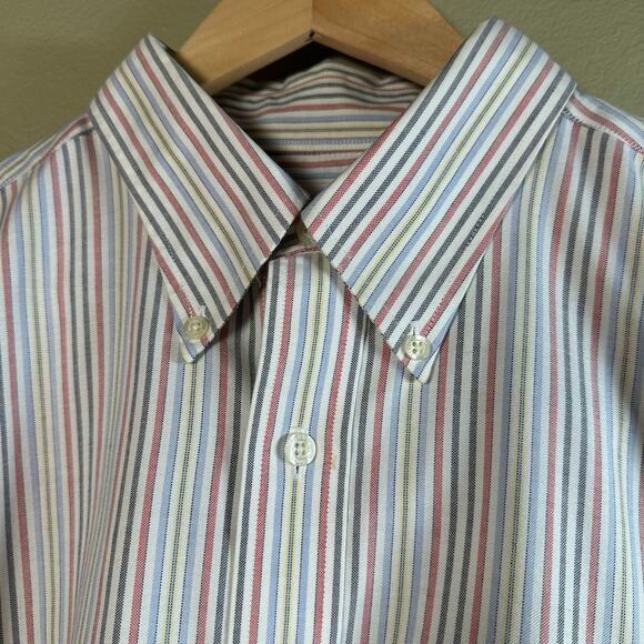 Brooks Bros. 1818 Men XL Button down Suplima no iron shirt Free Lands End Tie - Picture 5 of 11